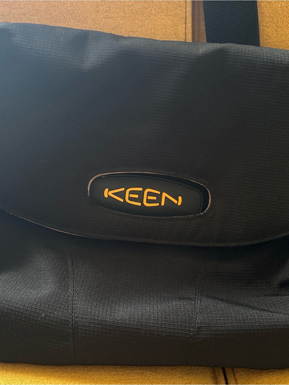 Keen Black Messenger Bag with Yellow Logo
